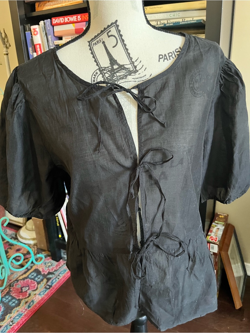 American Eagle Sheer Black Toe Front Shirt